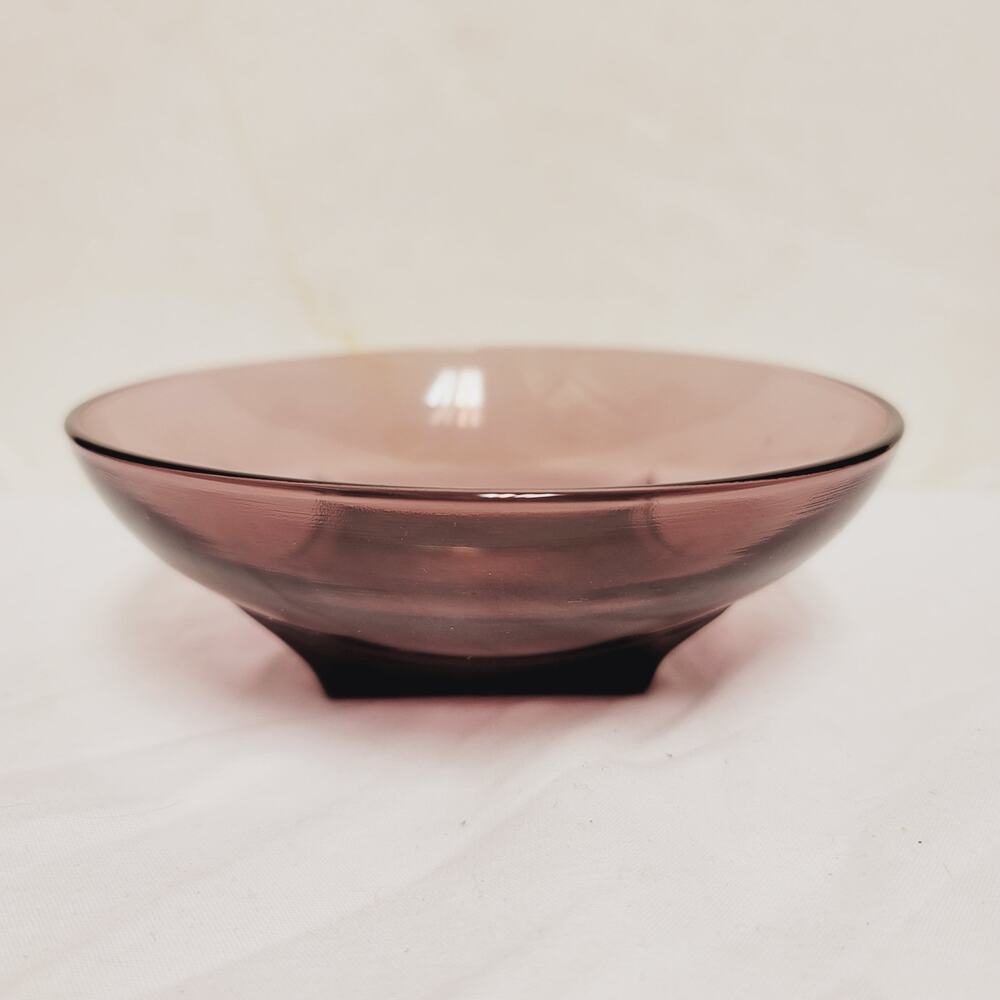 Vintage Hazel Atlas Footed Amethyst Purple Glass Bowl Midcentury SET of 7